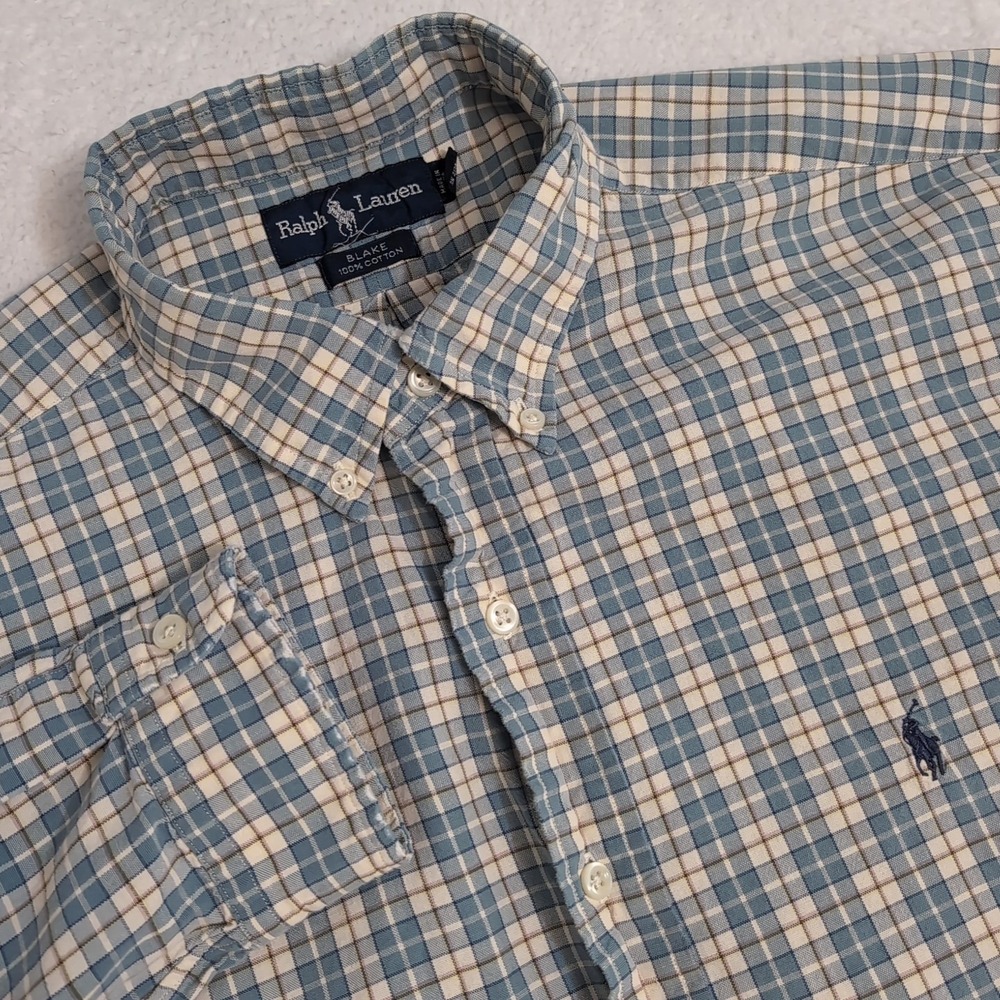 Vintage Ralph‎ Lauren Men's XL Blake Long Sleeve Button Down Shirt Blue Plaid